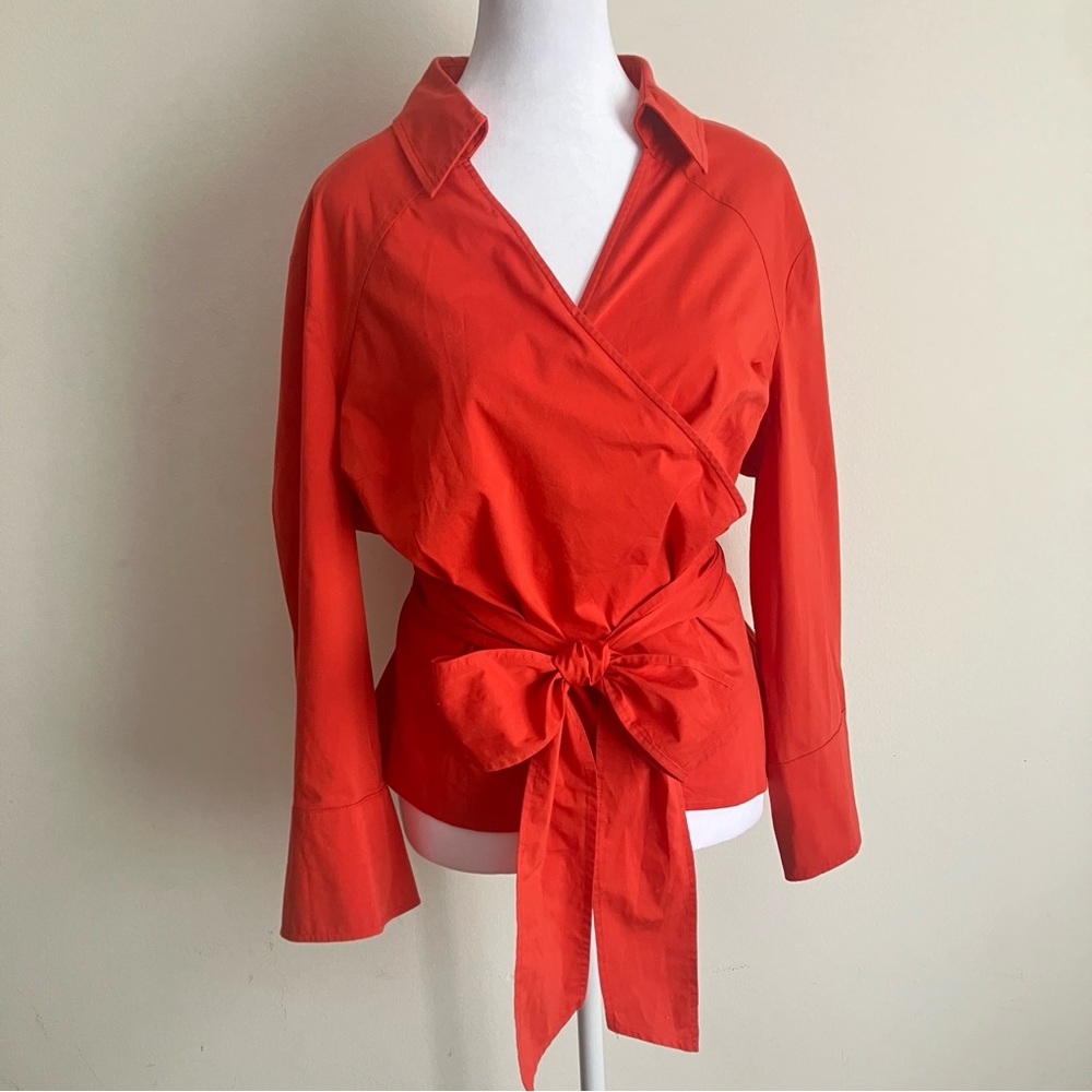 East 5th Vibrant Orange Wrap Blouse